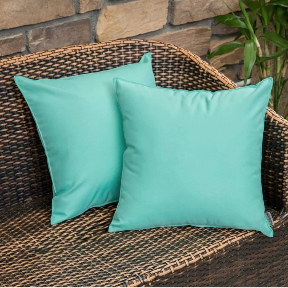 Luxury Home | Set of 2 Turquoise Outdoor Water Resistant Throw Pillow Covers